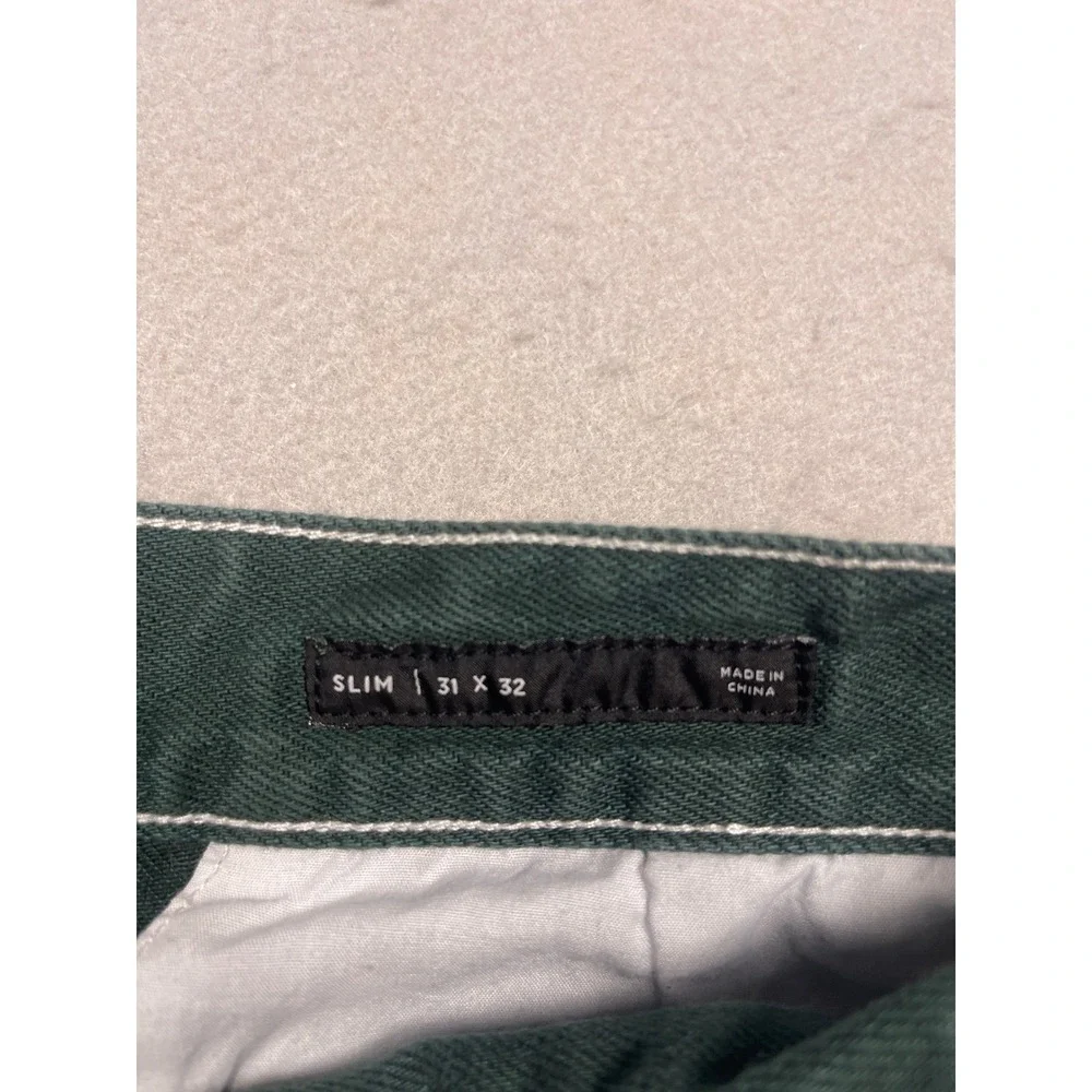 PacSun Slim Trousers Cotton Twill Green 31x32 Mens
